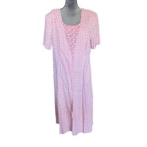 Vintage Olivia Rose New York Pink Floral Button-Front Dress Size 16W Rayon Short